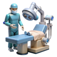 stunning modern A robotic surgeon performing a complex operation, medical illustration, sterile lighting, realistic rendering authentic png