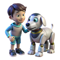extraordinary rustic A robotic dog interacting with a child, warm, friendly lighting, Pixar-style animation authentic png