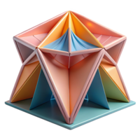wonderful vintage Origami-inspired pavilion, folded paper-like structure, colorful panels, soft lighting, experimental architecture high resolution png