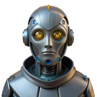 impressive artistic A close-up of a futuristic robot's face, intricate details and glowing eyes, science fiction style authentic png