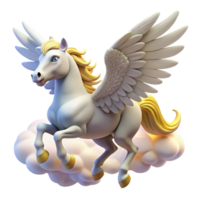 serene traditional A graceful pegasus with feathered wings, soaring through a cloudy sky, illuminated by the sun's rays. Romantic style original png