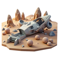 impressive rustic A spaceship wreckage lies scattered across a desolate, alien landscape. Harsh lighting, apocalyptic style 4K png