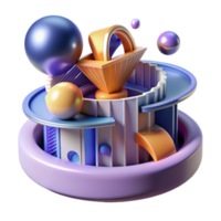 serene vintage Kinetic sculpture building, moving parts, dynamic forms, abstract architecture, digital render, professional png