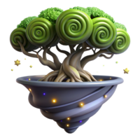 stunning rustic A tree growing upside down, its roots reaching into a swirling vortex of stars. Dark fantasy style high resolution png