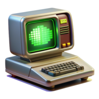 impressive classic A vintage computer terminal displaying cryptic messages, illuminated by flickering green phosphor light, in a retro style exclusive png