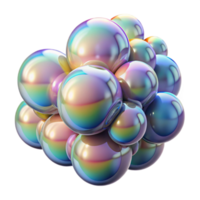 stunning artistic A cluster of iridescent bubbles floating in zero gravity, illuminated by a rainbow spectrum of light, soap bubble art style premium png