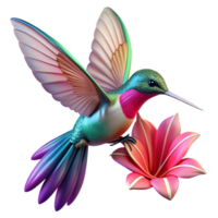 elegant abstract Close-up of a hummingbird hovering near a vibrant fuchsia flower, iridescent feathers, dynamic pose, nature photography, high quality png