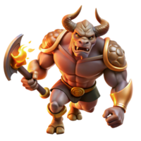 beautiful vintage A powerful minotaur, with rippling muscles and a bronze axe, charging through a labyrinthine corridor, lit by torches casting dramatic shadows. Baroque style original png