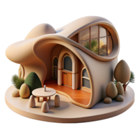 magnificent creative Organic architecture house, flowing curves, natural materials, soft diffused lighting, warm style high quality png