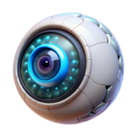 dramatic contemporary A close-up of a bionic eye with intricate mechanical and biological components, reflecting a bright, clinical white light. Biopunk, anatomical illustration style professional png