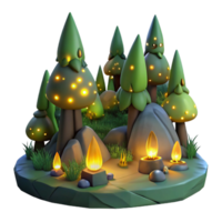 impressive minimalist A group of fireflies illuminating a dark forest, magical lighting, fantasy art style detailed png
