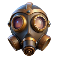 wonderful traditional A single steampunk gas mask with ornate filters and tinted lenses, dark, atmospheric lighting authentic png