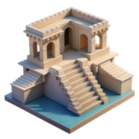 elegant abstract Indian stepwell, symmetrical geometric design, cool shadows, midday lighting, historical style high resolution png