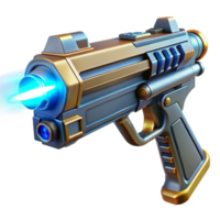 stunning rustic A futuristic gun emitting a beam of energy, intricate details of the weapon visible, illuminated by the bright light of the energy beam. Science fiction style high quality png