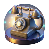 extraordinary traditional A vintage rotary telephone floating in zero gravity, surrounded by binary code, illuminated by a single spotlight, surrealism style authentic png