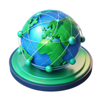 magnificent classic A holographic projection of a world map with data streams, futuristic interface design, blue and green color scheme 4K png