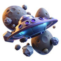 dramatic artistic A spaceship traveling through a field of asteroids, dynamic lighting, perilous, science fiction style premium png