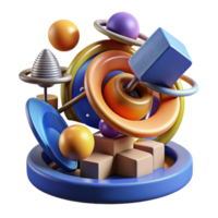 stunning artistic Kinetic sculpture building, moving parts, dynamic forms, abstract architecture, digital render, high quality png
