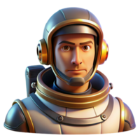 vibrant rustic Portrait of a determined astronaut in a spacesuit, lit by the harsh glare of the sun, in a science fiction style detailed png