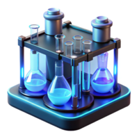 beautiful modern A futuristic laboratory filled with glowing test tubes and beakers, illuminated by cool blue laboratory lighting, in a sterile style high resolution png