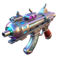 stunning abstract A futuristic weapon, intricate and detailed, floating in zero gravity, metallic and reflective lighting, 3D model render exclusive png