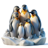 magnificent contemporary A group of emperor penguins huddled together against the Antarctic blizzard, lit by the dim sunlight, photorealistic style exclusive png