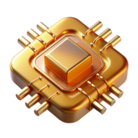 magnificent rustic A close-up of a microchip with intricate circuits, reflecting a golden, warm light. Macro photography, technological style high quality png