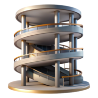 impressive modern Spiral ramp parking garage, continuous upward spiral, concrete structure, daytime lighting, architectural photography high resolution png