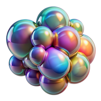 vibrant artistic A cluster of iridescent soap bubbles, catching the light and displaying a spectrum of colors, in a macro photography style professional png