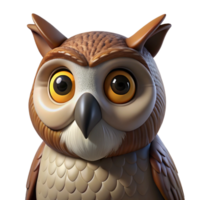 serene artistic Portrait of a wise owl with large eyes, intricate feathers, and a contemplative expression, lit by moonlight, in a nature photography style authentic png
