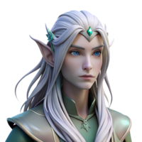 magnificent creative Portrait of a majestic elf with long flowing silver hair, ethereal features, and a serene expression, lit by moonlight, in a fantasy art style high resolution png