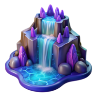 magnificent creative A cascading waterfall transforming into a stream of pure magic, vibrant blues and purples, fantasy art style professional png