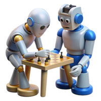 stunning minimalist A robot playing chess with a human, soft lighting, intellectual, futuristic style authentic png