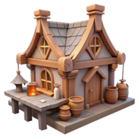 impressive rustic Sketch-style rendering of a medieval tavern, cross-hatching, ink lines, warm lighting exclusive png