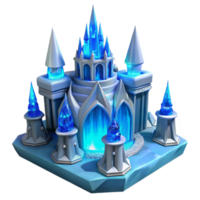 vibrant creative Ice castle, intricate carvings, blue and white lighting, frozen style authentic png