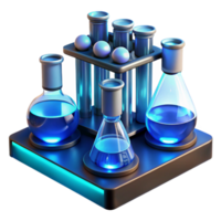 serene classic A futuristic laboratory filled with glowing test tubes and beakers, illuminated by cool blue laboratory lighting, in a sterile style high resolution png