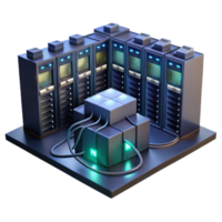 vibrant creative A server room filled with blinking lights and cables, complex network infrastructure, dark environment, realistic style detailed png