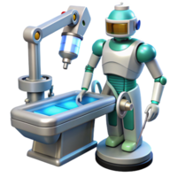 wonderful artistic A futuristic surgical robot performing an operation, precise movements, sterile environment, medical science fiction style high resolution png