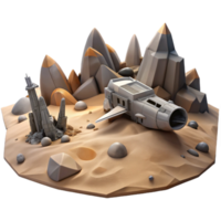 wonderful abstract A spaceship wreckage lies scattered across a desolate, alien landscape. Harsh lighting, apocalyptic style genuine png