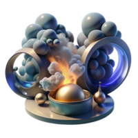 impressive abstract A dynamic composition of swirling smoke and mirrors, creating a sense of illusion and mystery, illuminated by a dramatic, theatrical light, in a Surrealist style premium png