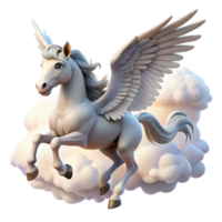 beautiful minimalist A majestic pegasus with feathered wings, soaring through the clouds, bathed in sunlight. Realistic style premium png