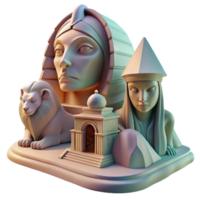 vibrant vintage A mysterious sphinx with the head of a woman and the body of a lion, guarding a hidden temple. Surrealist fantasy art style high resolution png