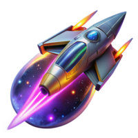 impressive classic A futuristic spaceship soaring through a nebula, sleek design and glowing engine trails, vibrant colors and cosmic dust, space opera style genuine png
