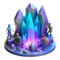 extraordinary modern A group of adventurers exploring a hidden, crystal cave, illuminated by glowing crystals of various hues. Vibrant, magical lighting. Fantasy art style authentic png