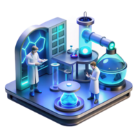 extraordinary rustic A futuristic laboratory with glowing equipment and holographic displays, scientists working in the background, cool blue lighting, sci-fi style 4K png