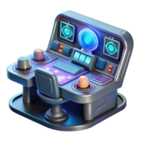 stunning abstract A futuristic control panel with glowing buttons and holographic displays, complex data streams visible, in a dimly lit room professional png