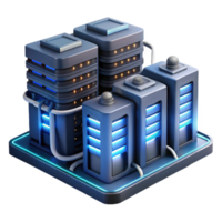 magnificent rustic A futuristic data center with rows of servers and glowing cables, technical illustration style, dark and moody lighting genuine png
