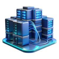 beautiful classic A futuristic data center with rows of servers and glowing cables, complex network infrastructure, cool blue lighting, technical illustration style high quality png