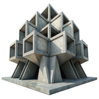 serene rustic Brutalist concrete structure, massive forms, geometric patterns, stark shadows, urban landscape, architectural photography high resolution png