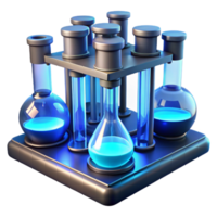 impressive rustic A futuristic laboratory filled with glowing test tubes and beakers, illuminated by cool blue laboratory lighting, in a sterile style premium png